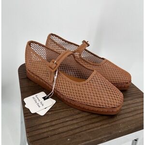 Jason Wu Tan Mesh Mary Jane Flats NWT Sz 9